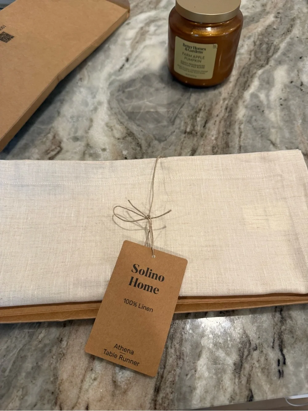 Athena Cream Linen Table Runner 14 by 60